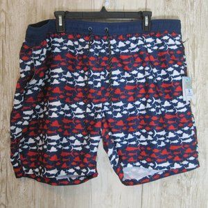 NWT Ocean Coast Swim Trunks Red White Blue Sz XXL